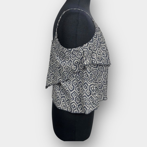 Gap Geometric Ruffle Cami Top Adjustable Straps Navy White XS Fits Like Small - Picture 2 of 9